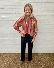 Polka Dot Print Long Sleeve Top Ciebon