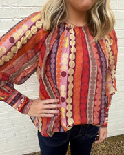 Polka Dot Print Long Sleeve Top Ciebon