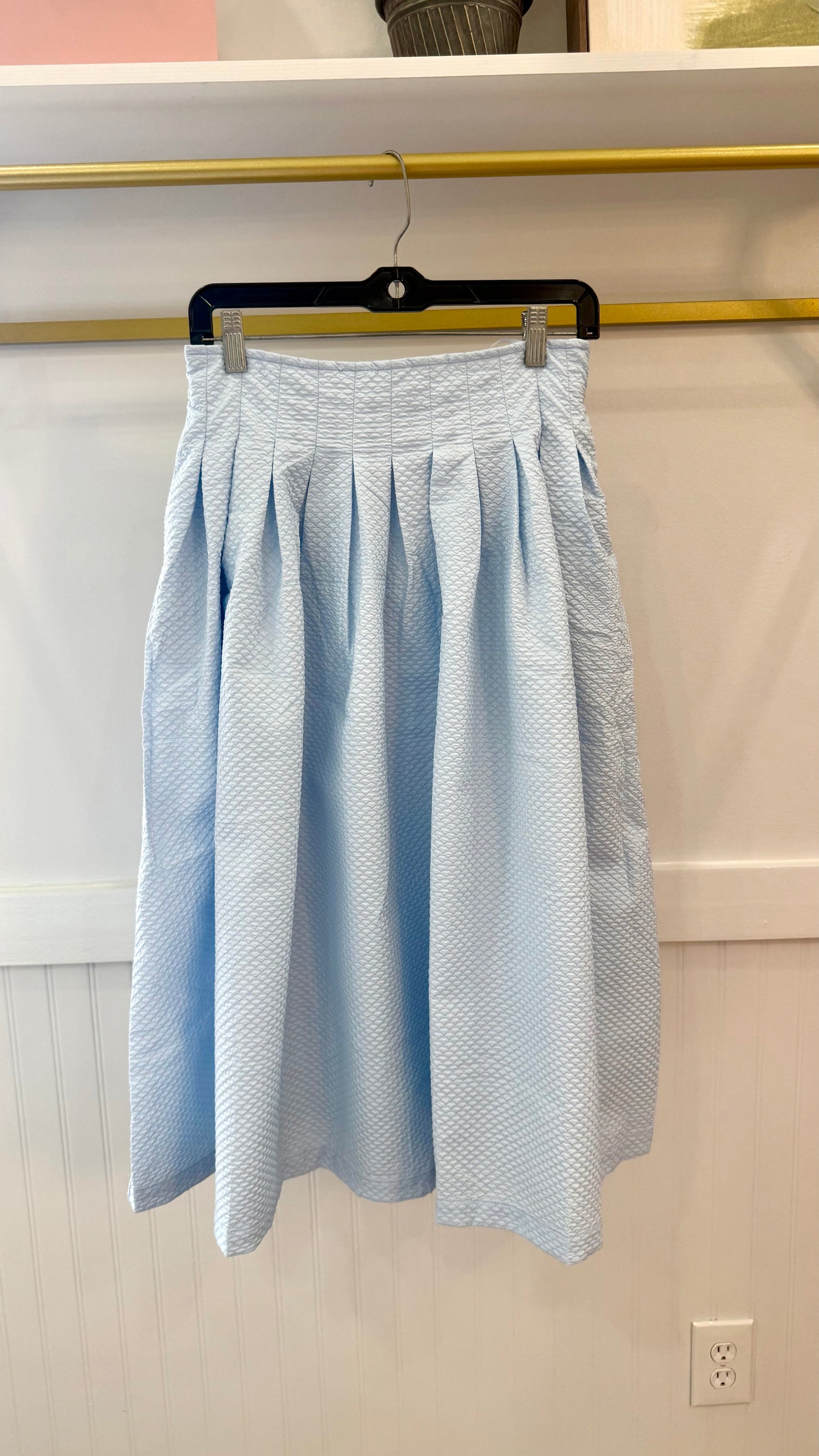 Textured Blue Midi Skirt TCEC