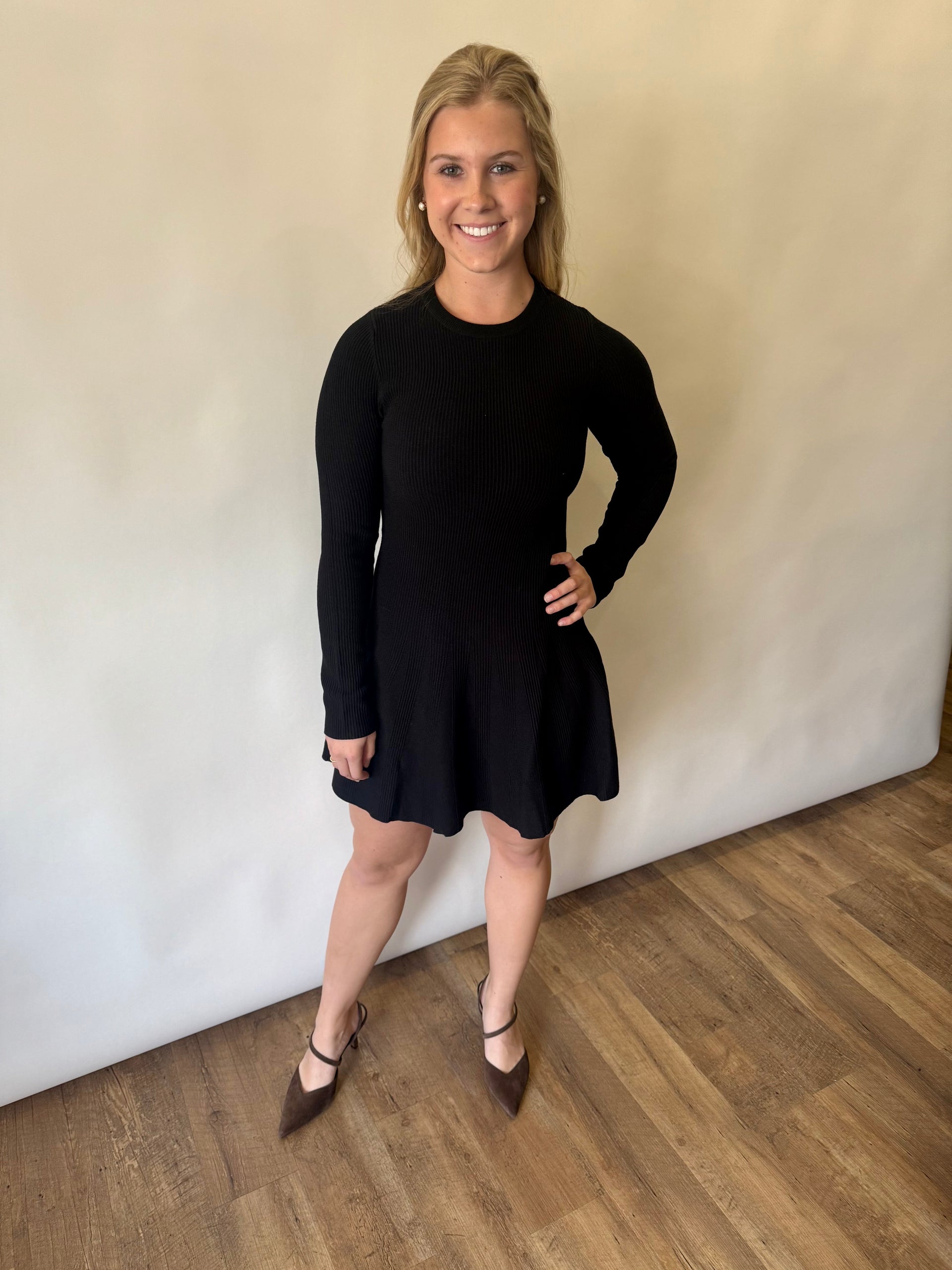 Pleated Sweater Dress Mustard Seed