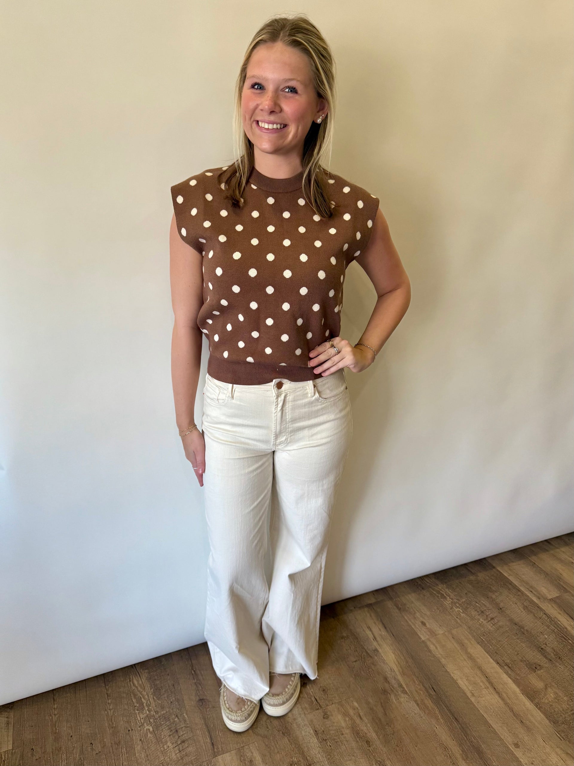 Sleeveless Polka Dot Sweater THML