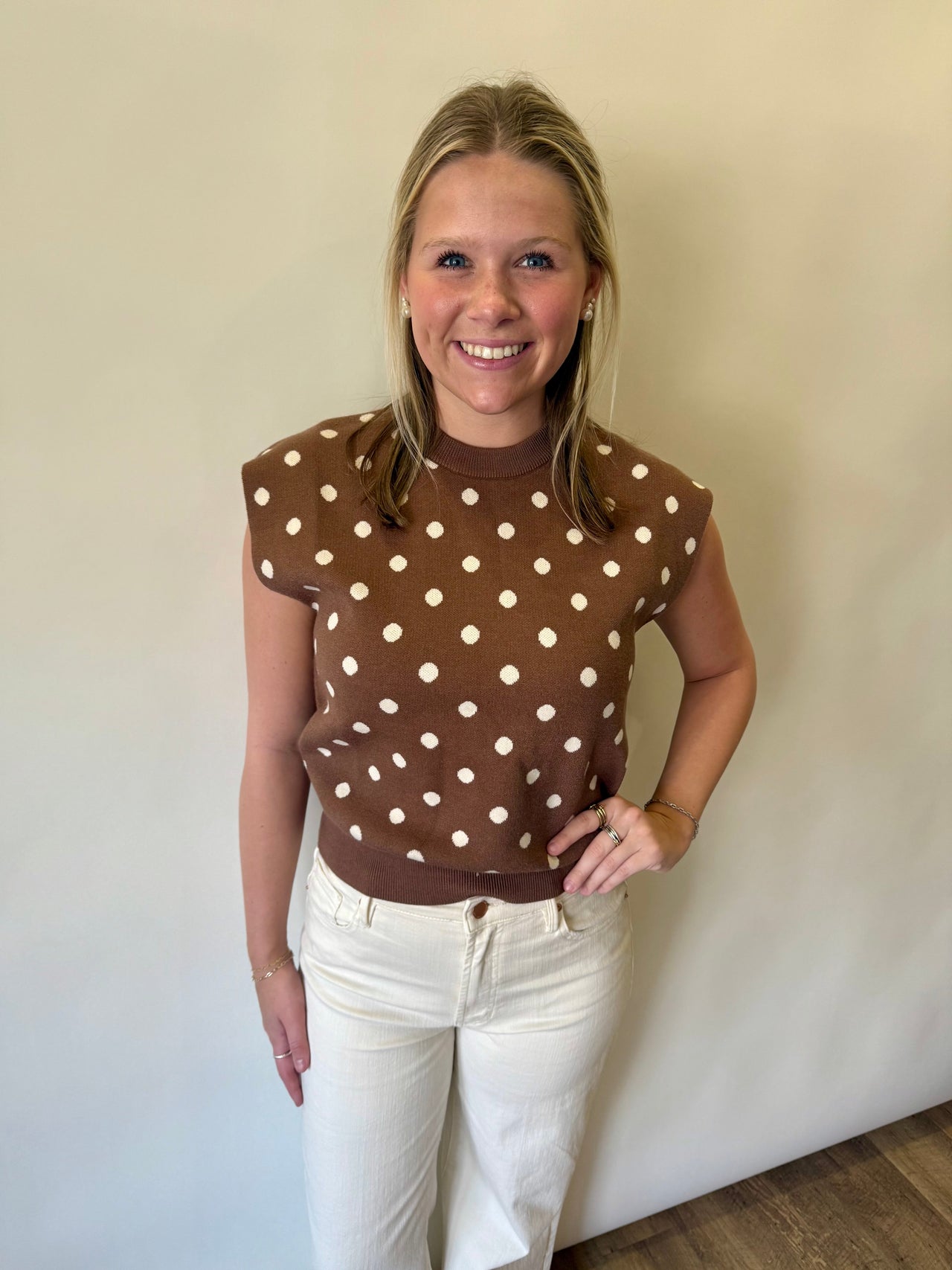 Sleeveless Polka Dot Sweater THML