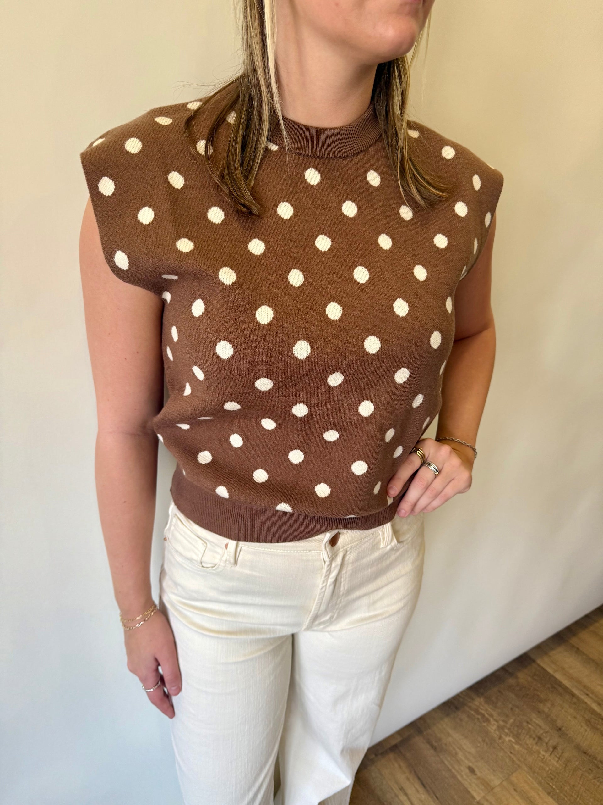 Sleeveless Polka Dot Sweater THML