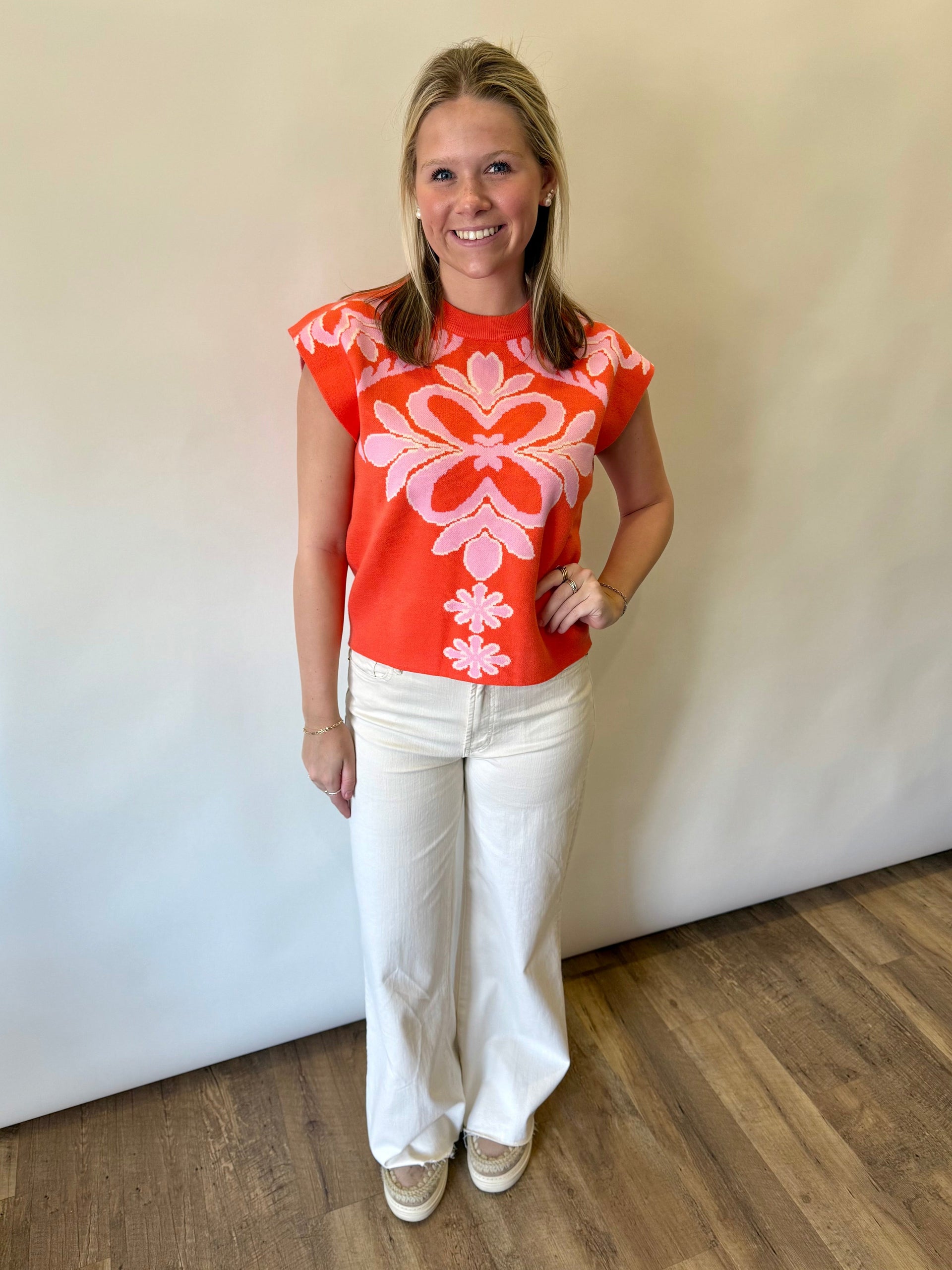 Sleeveless Patterned Knit Top THML