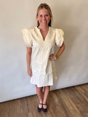 Flutter Sleeve V-Neck Dress THML