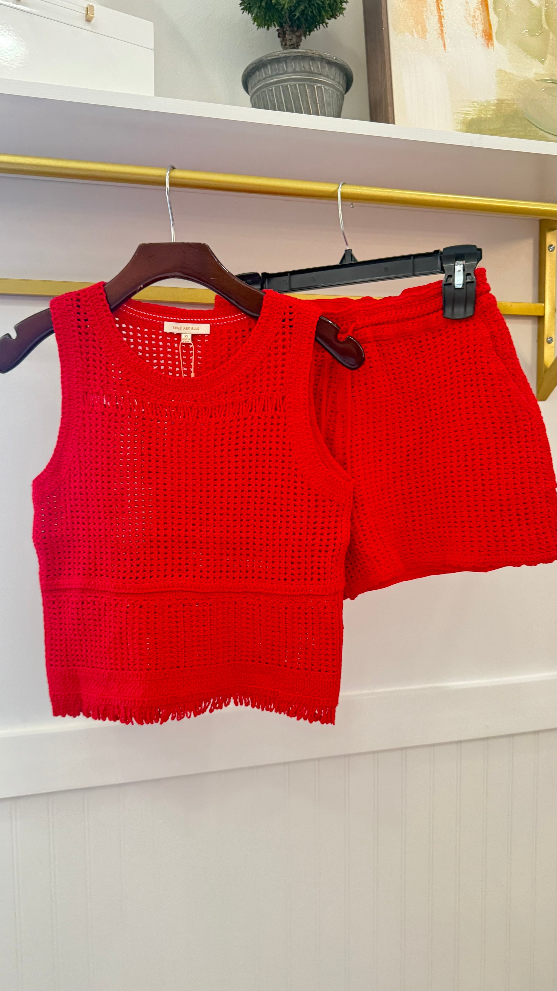 Knit Drawstring Shorts Skies are Blue