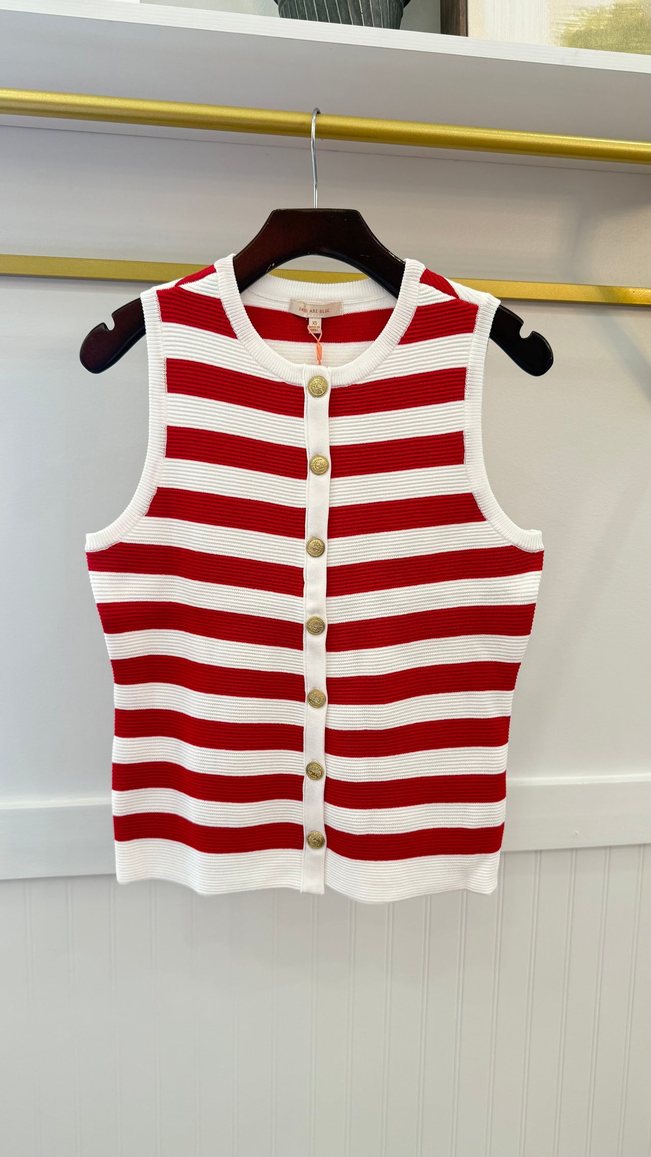 Gold Detail Striped Tank Skies are Blue