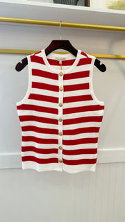 Gold Detail Striped Tank Skies are Blue
