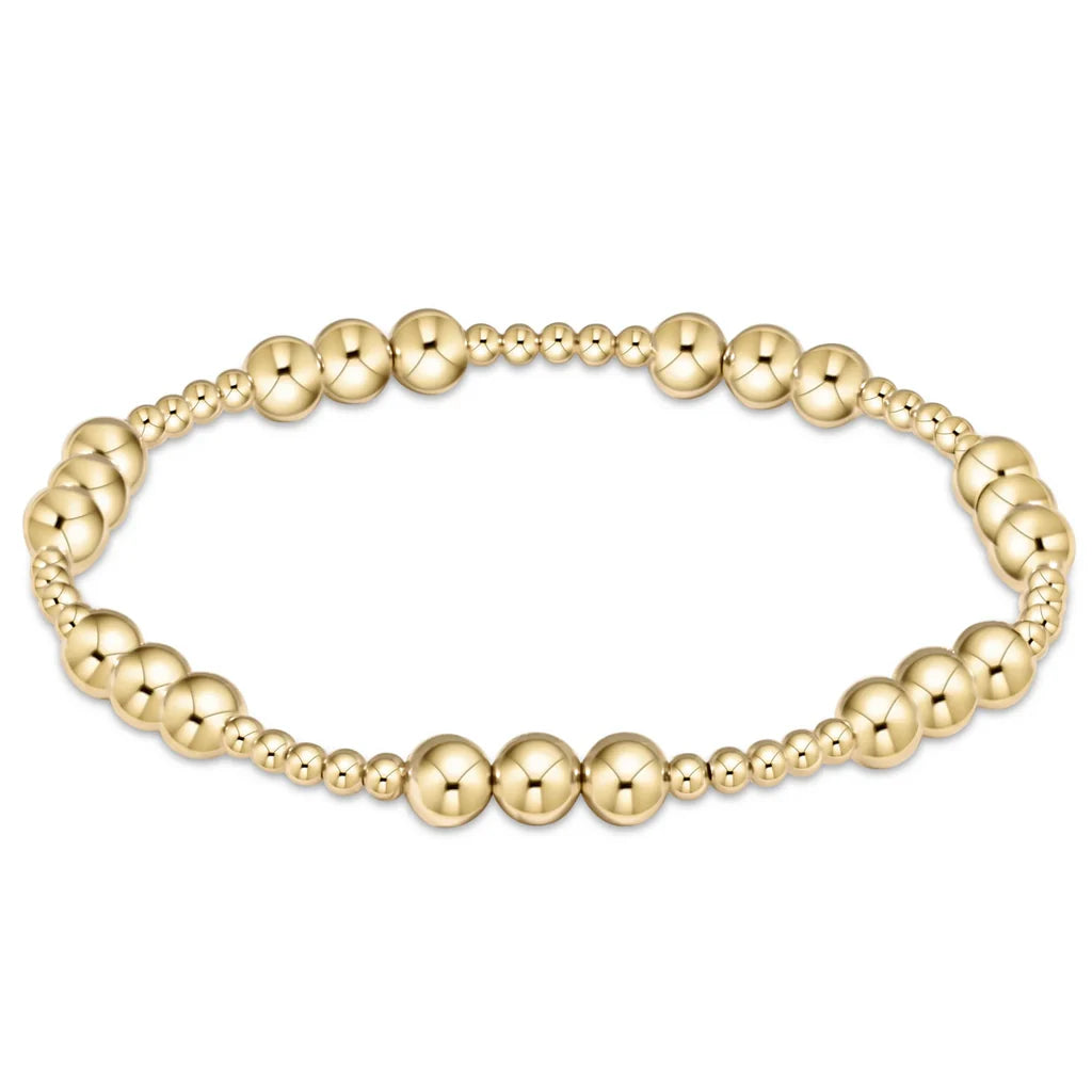 Classic Joy Pattern 5mm Bead Bracelet - Gold | enewton