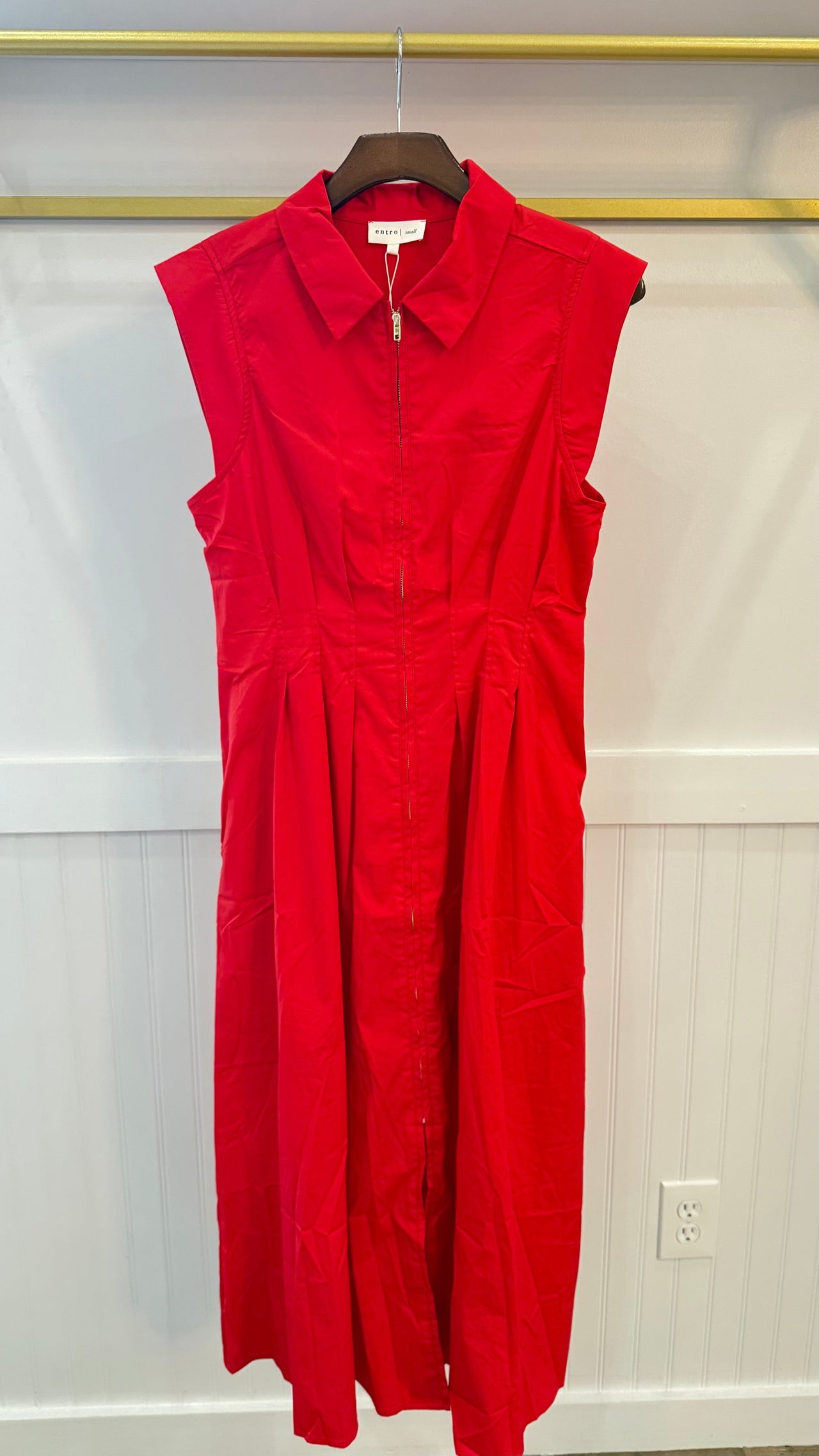 Pleated Zip Down Midi Dress Entro