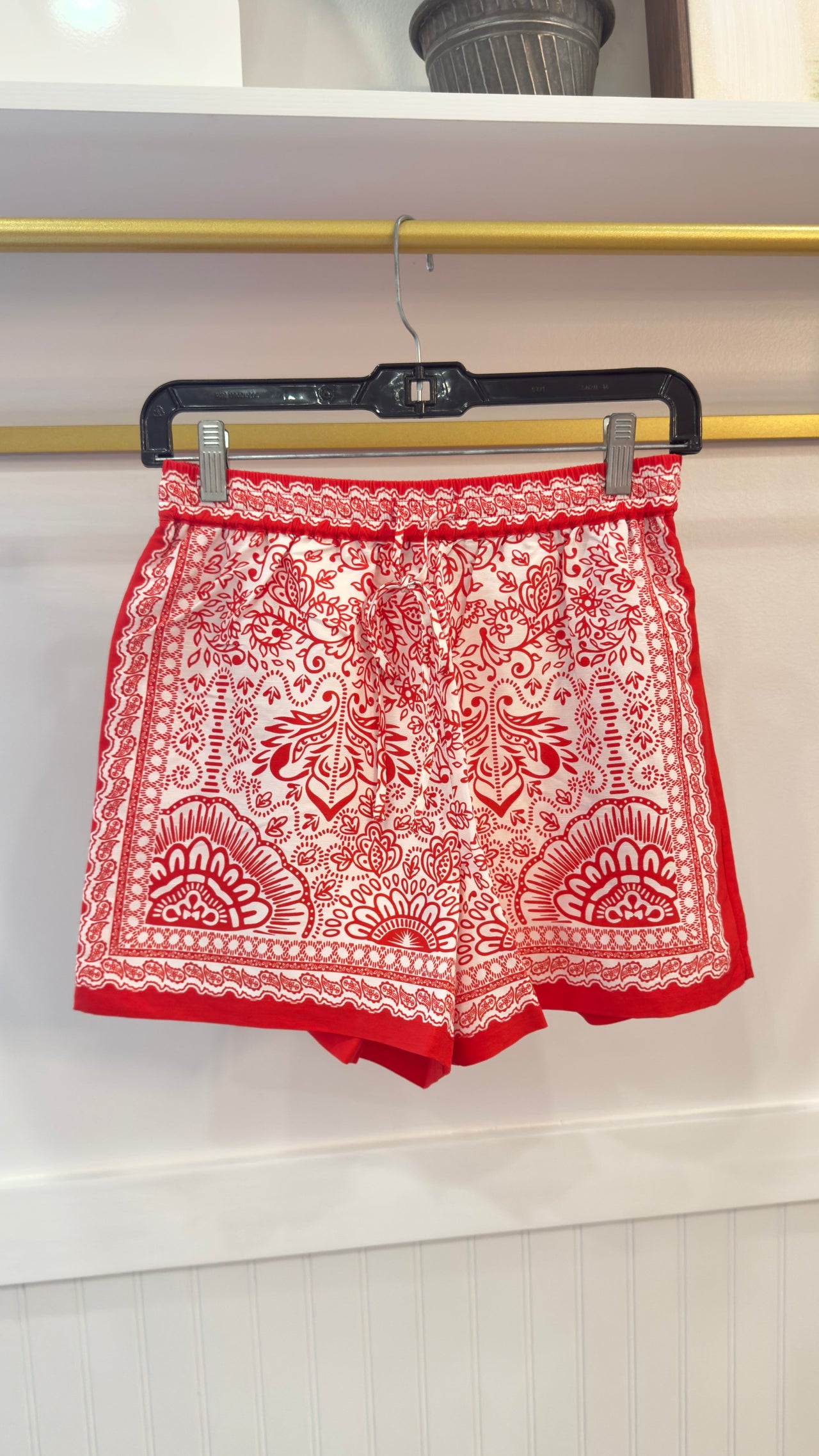 Printed Drawstring Shorts Skies are Blue