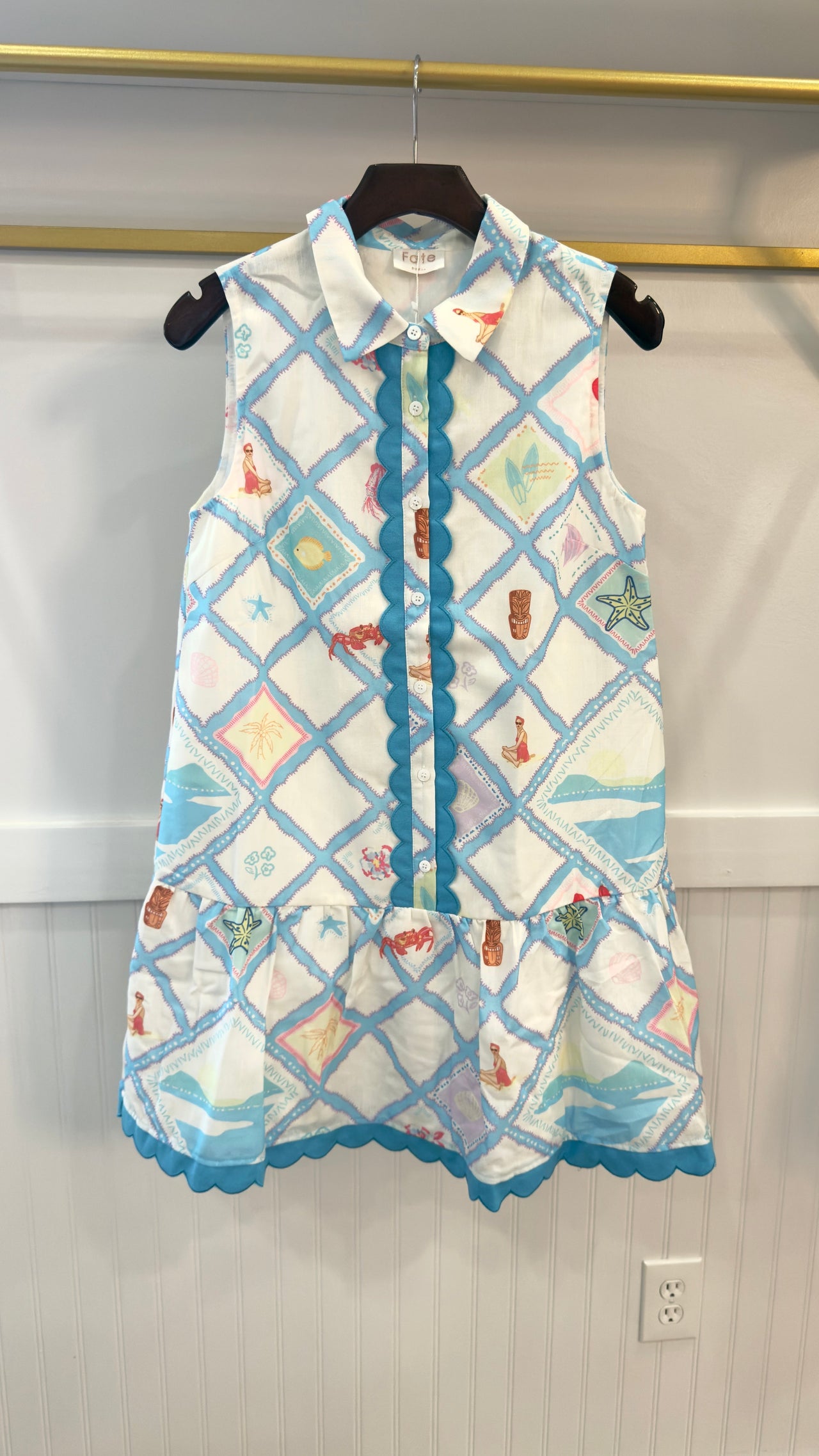 Summer Scallop Mini Dress Fate