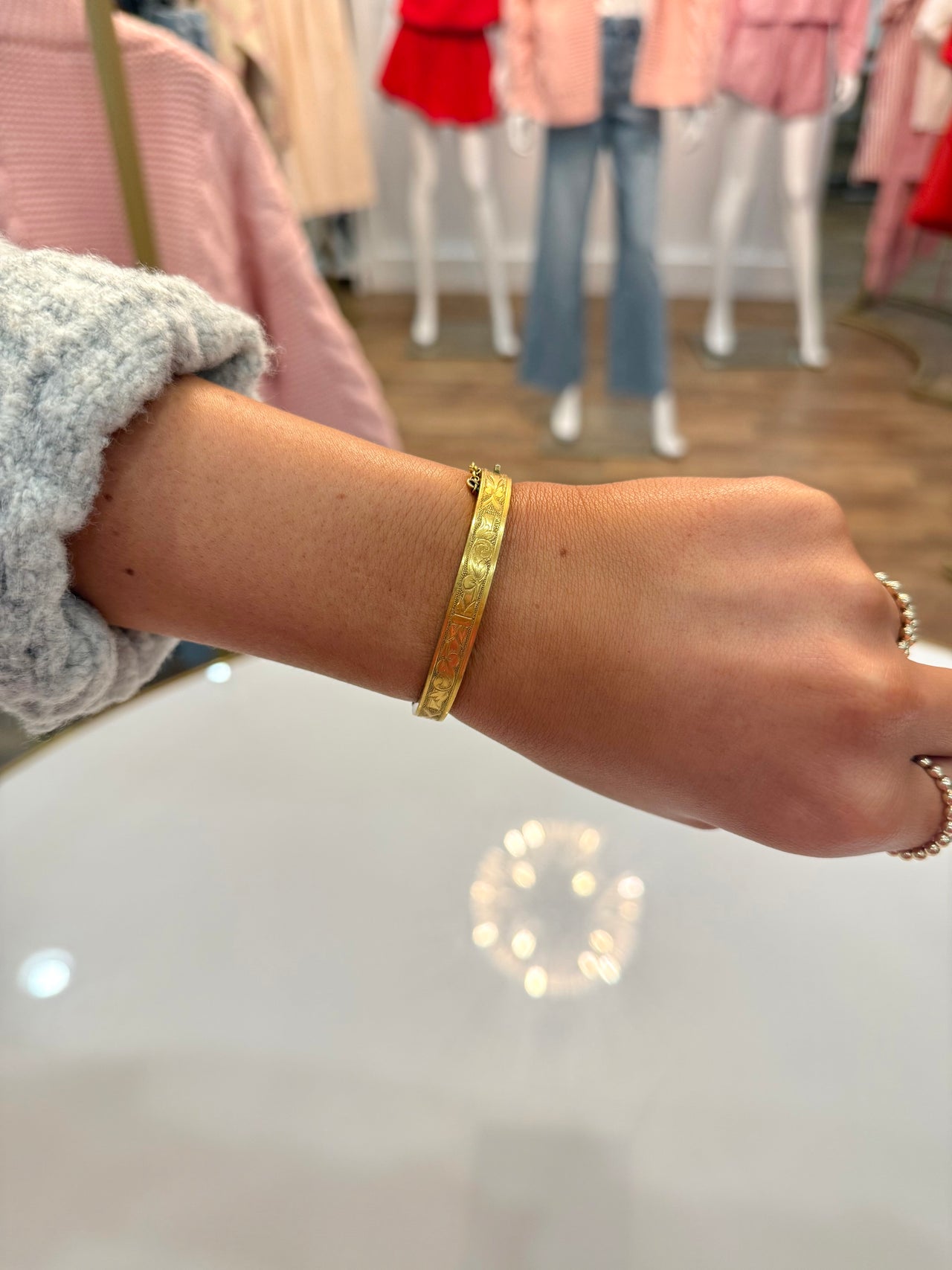 Small Gold Plain Etched Bracelet