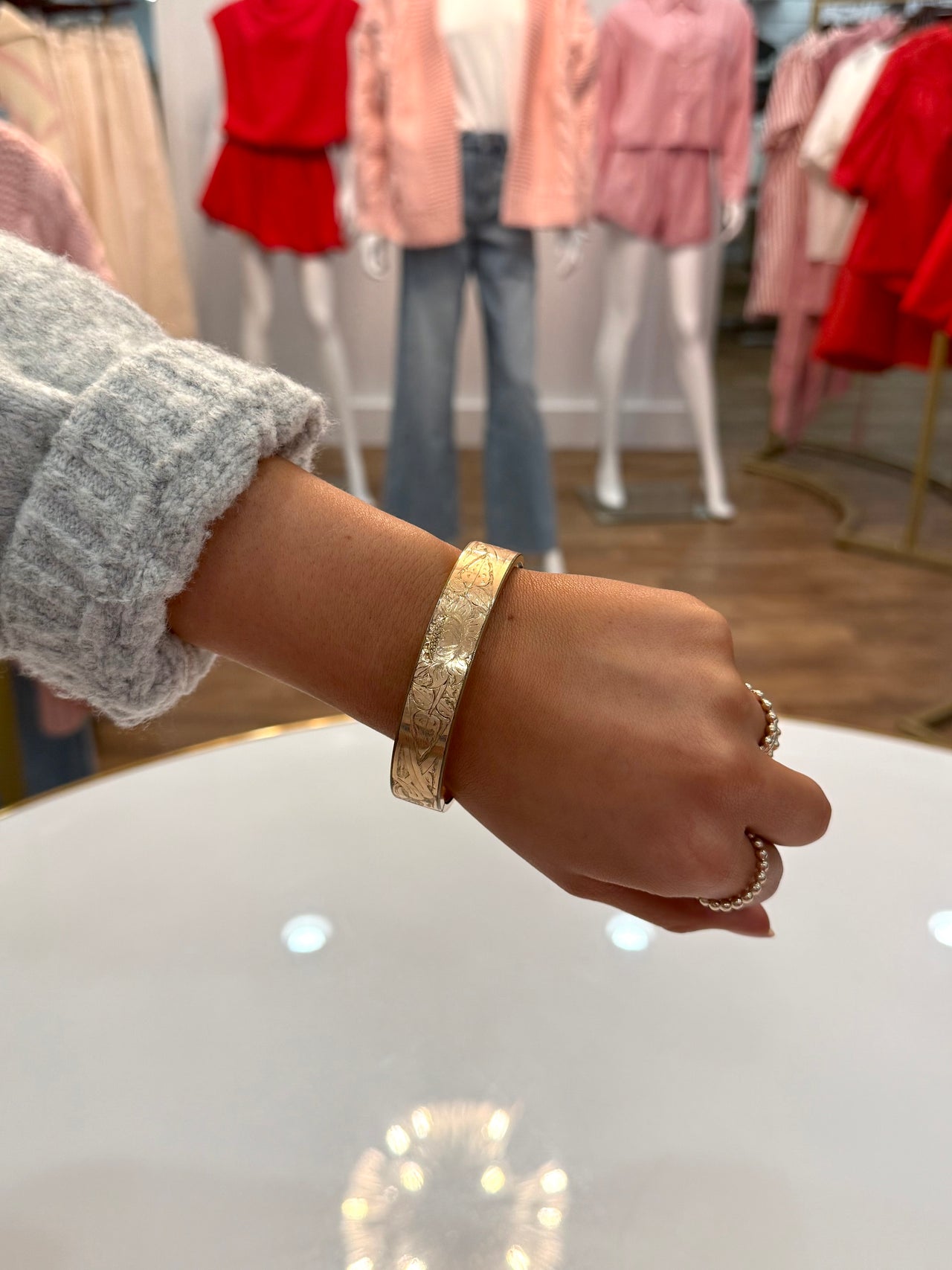 Gold Filled Flower Bangle with "RK" Monogram