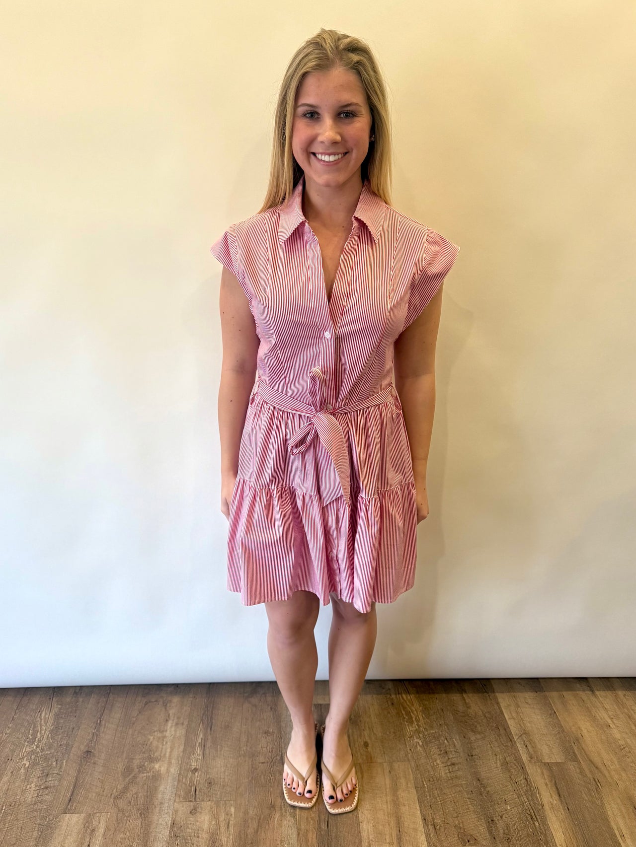 Button Up Striped Mini Dress