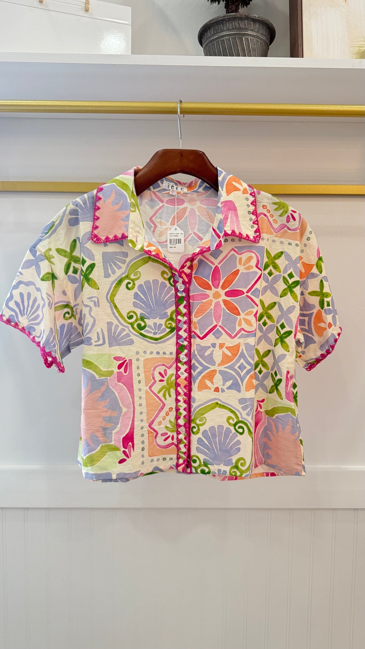 Summer Floral Short Sleeve Top TCEC