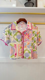 Summer Floral Short Sleeve Top TCEC