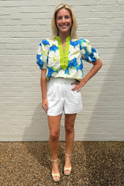 Lilly Collared Puff Sleeve Top Entro