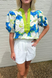 Lilly Collared Puff Sleeve Top Entro