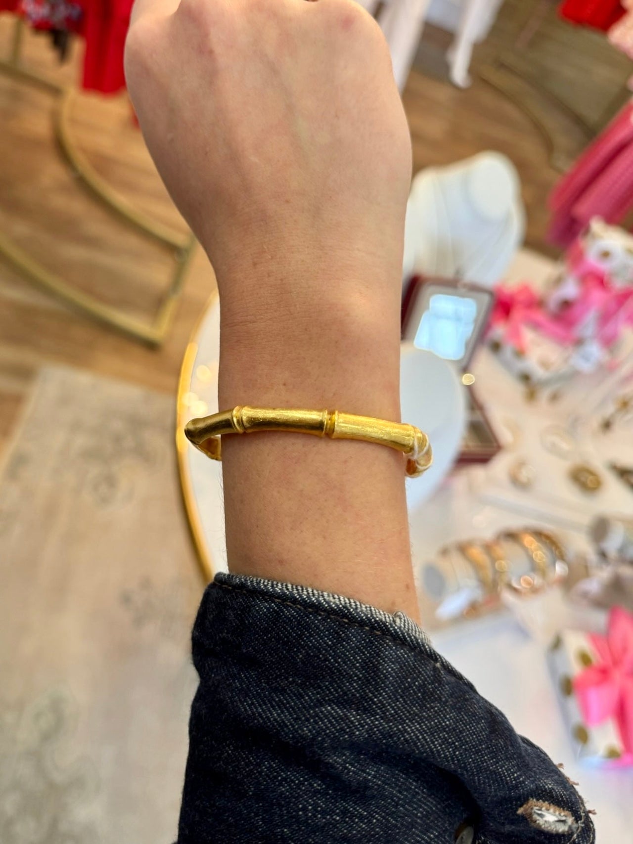 Golden Bamboo Hoop Bracelet Creative Brazil