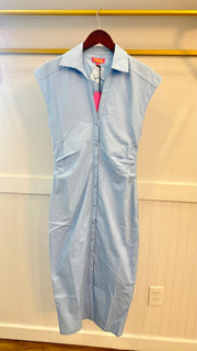 Short Sleeve Button Down Midi Dress THML