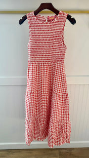 Gingham Smocked Midi Dress THML