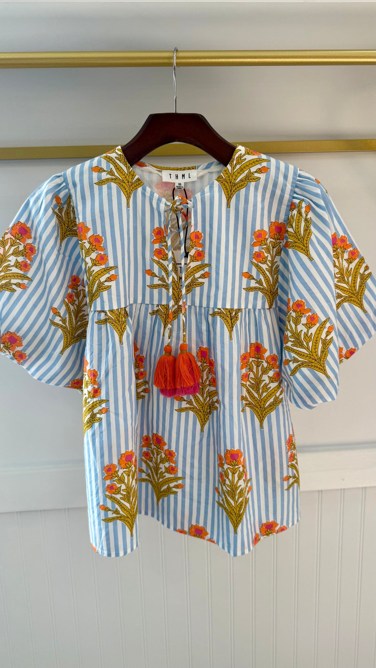 Tie Tassel Floral Top THML