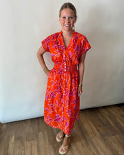 Smocked Waist Floral Dress THML