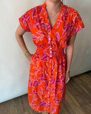 Smocked Waist Floral Dress THML