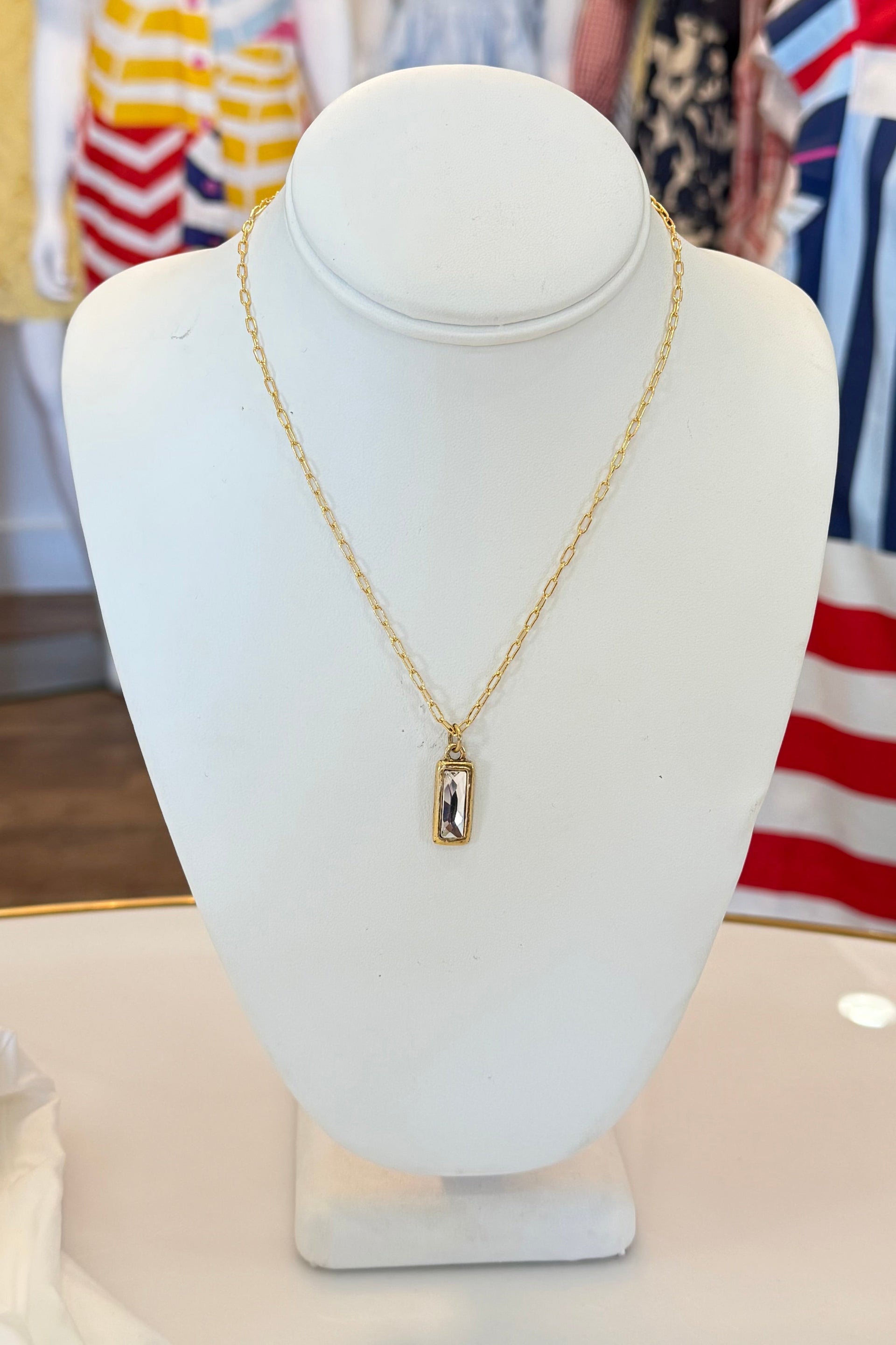 Rectangle Diamond Charm Necklace Peyton Designs