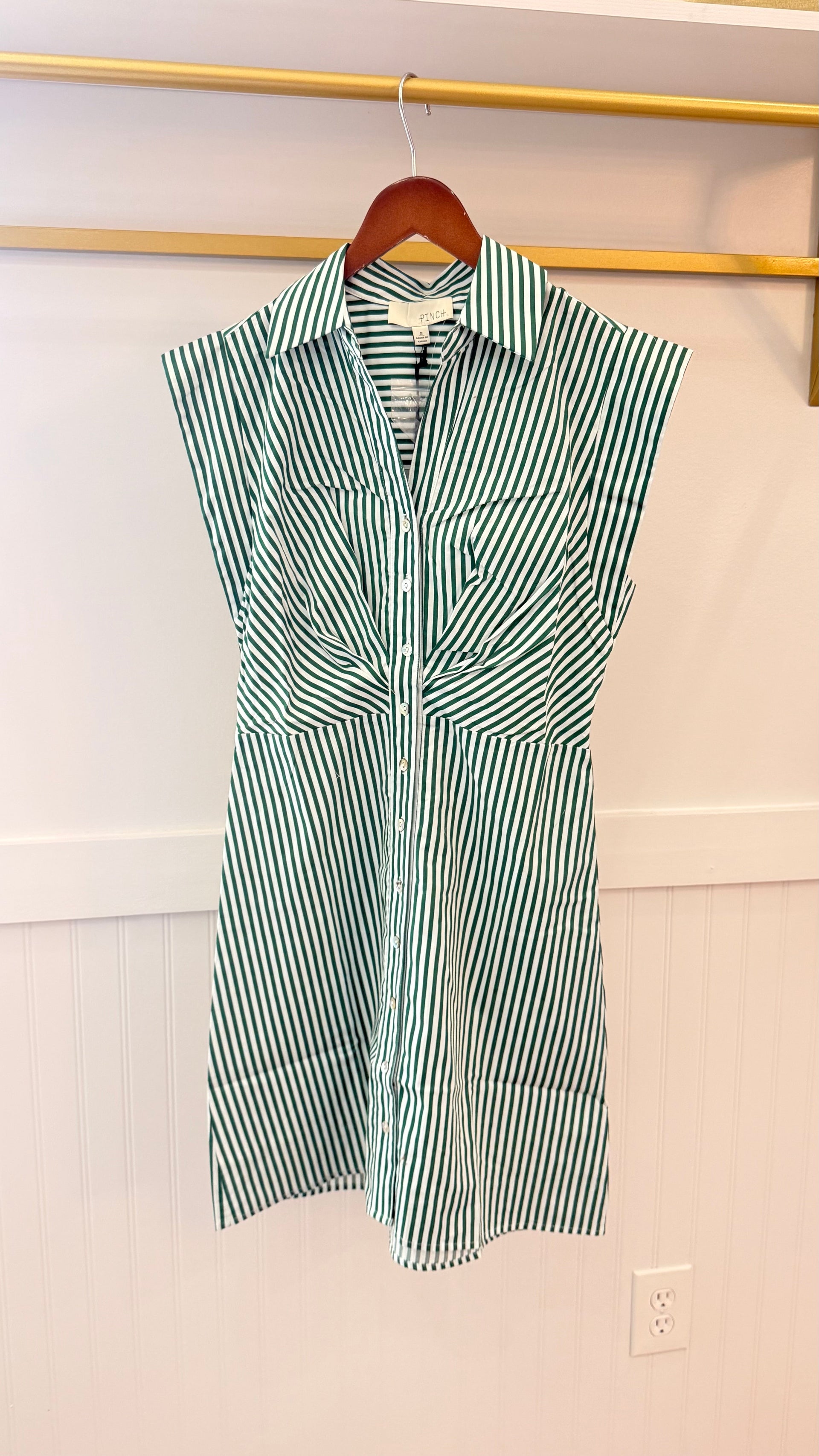Stripe Cap Sleeve Button Down Mini Dress Pinch