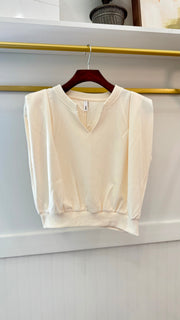 V-Neck Strong Shoulder Knit Top Glam