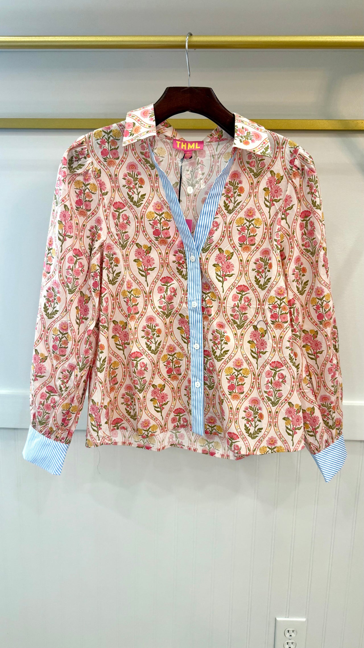 Floral Button Up Long Sleeve Shirt THML