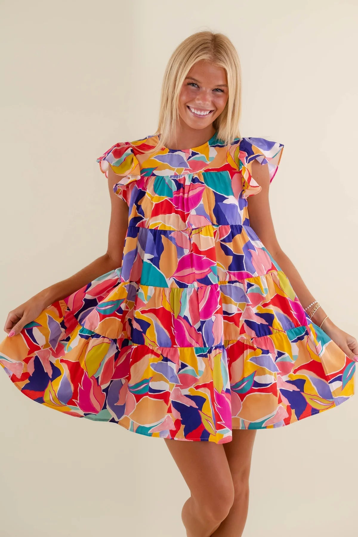 Poplin Tiered Dress Meet Me in Santorini