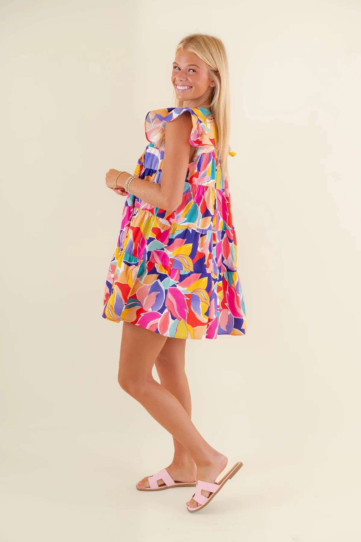 Poplin Tiered Dress Meet Me in Santorini