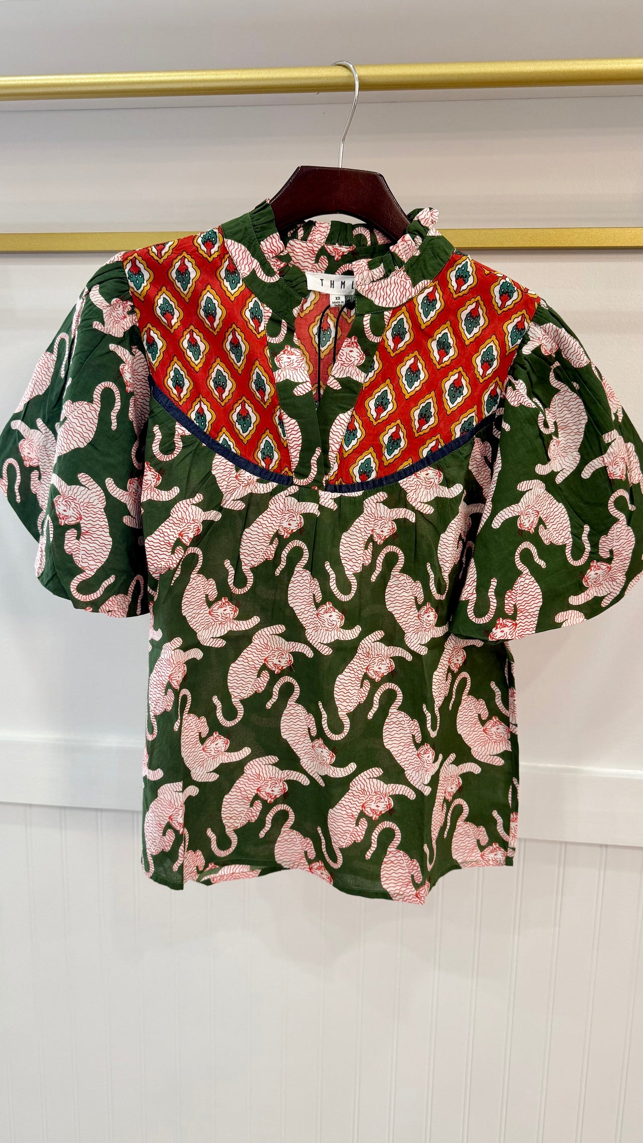 Tiger Print Puff Sleeve Top THML