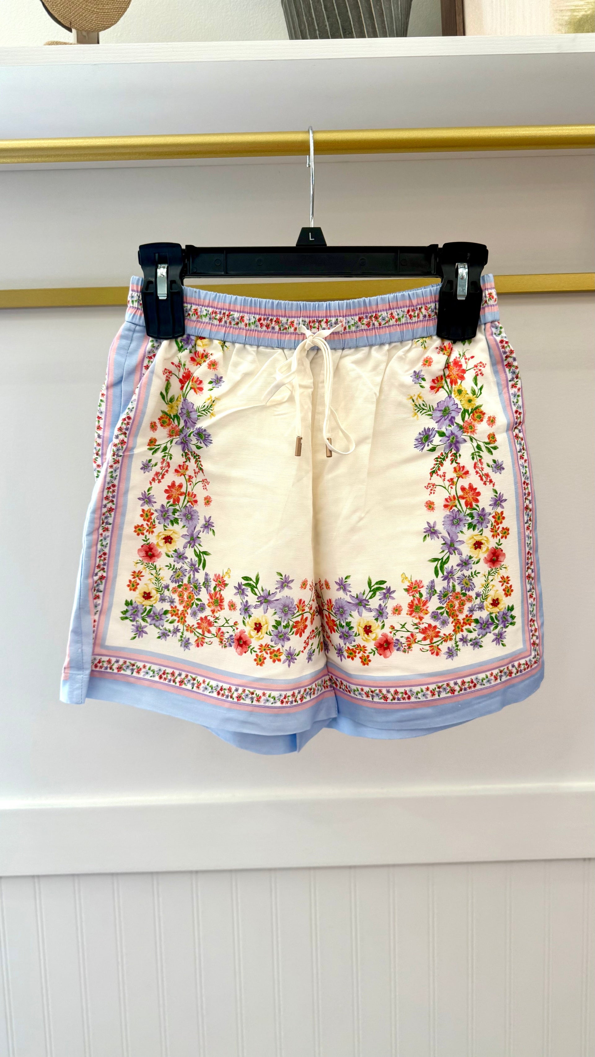 Watercolor Floral Shorts Skies are Blue