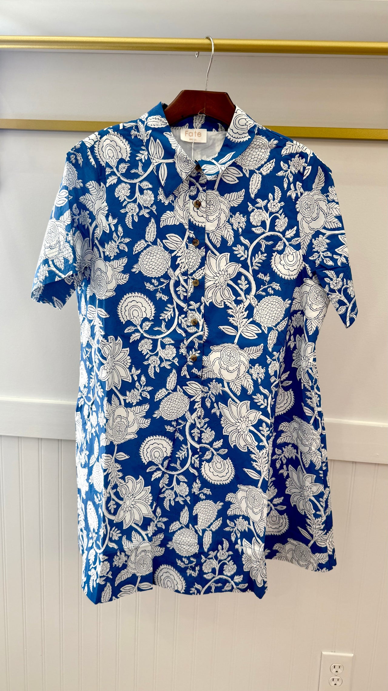 Short Sleeve Collar Button Down Dress Fate