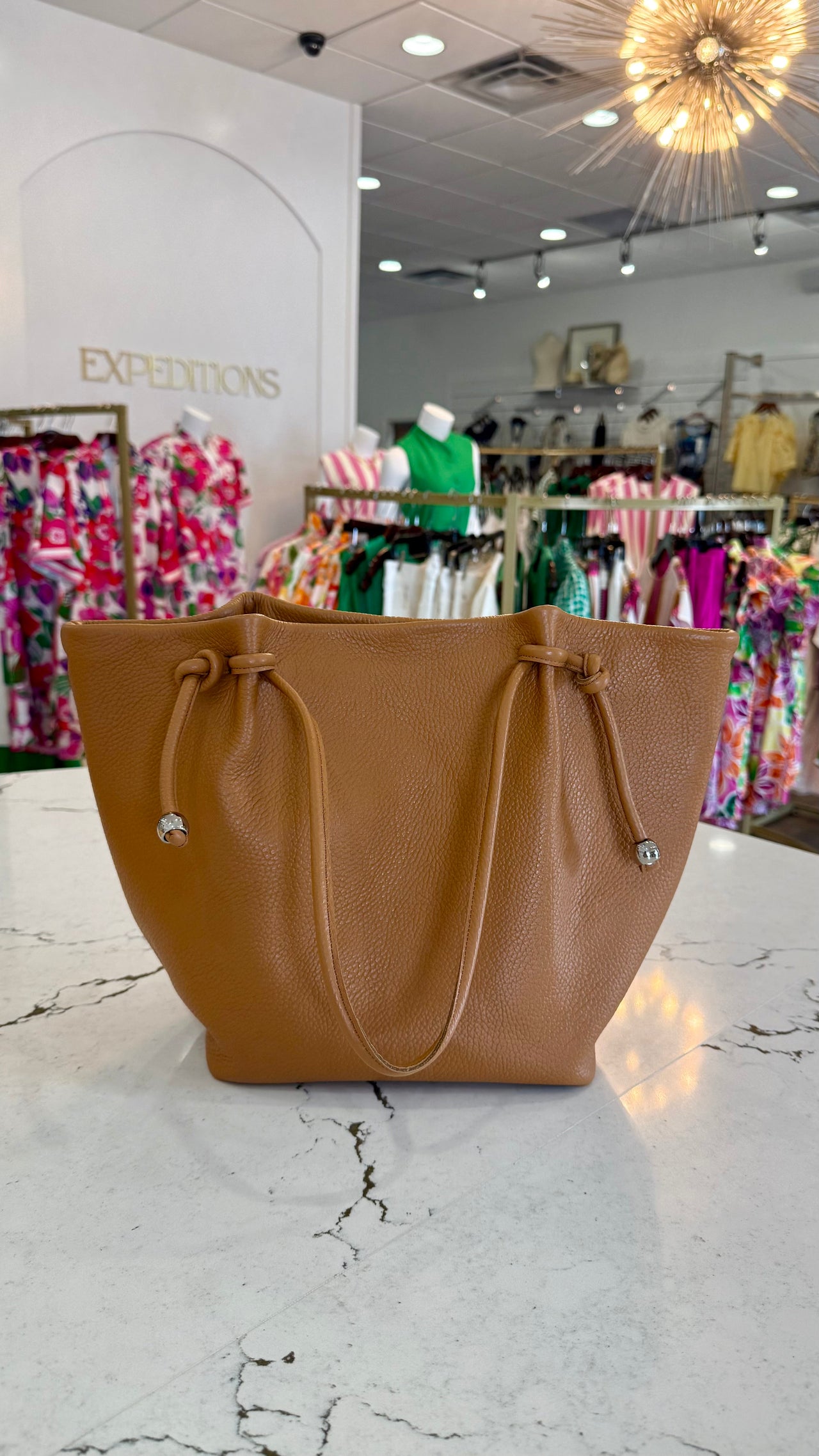 Emma Leather Tote Ciel