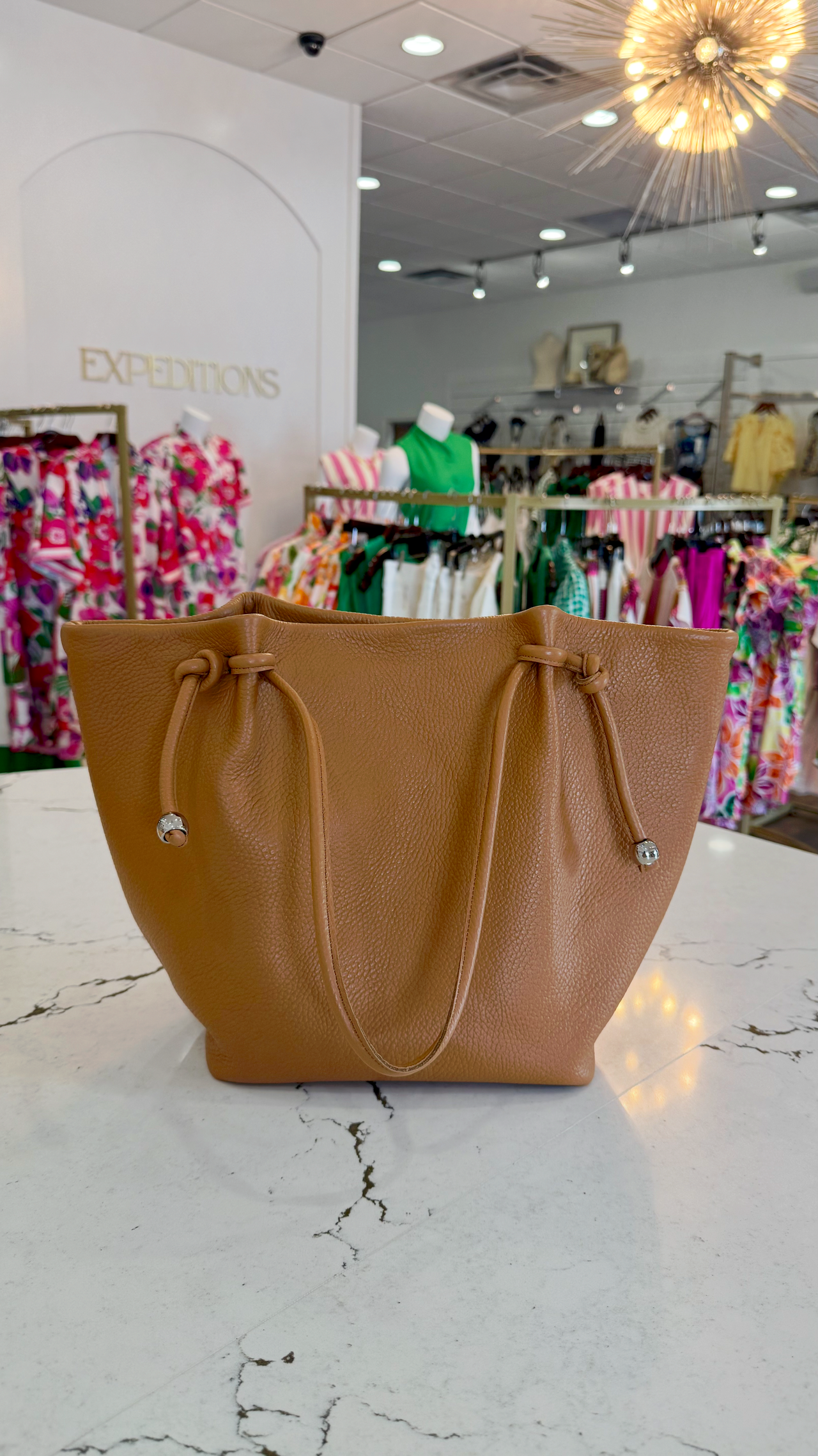 Emma Leather Tote Ciel