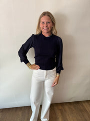 Kirsten Sweater in Champagne in Navy Current Air