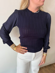 Kirsten Sweater in Champagne in Navy Current Air