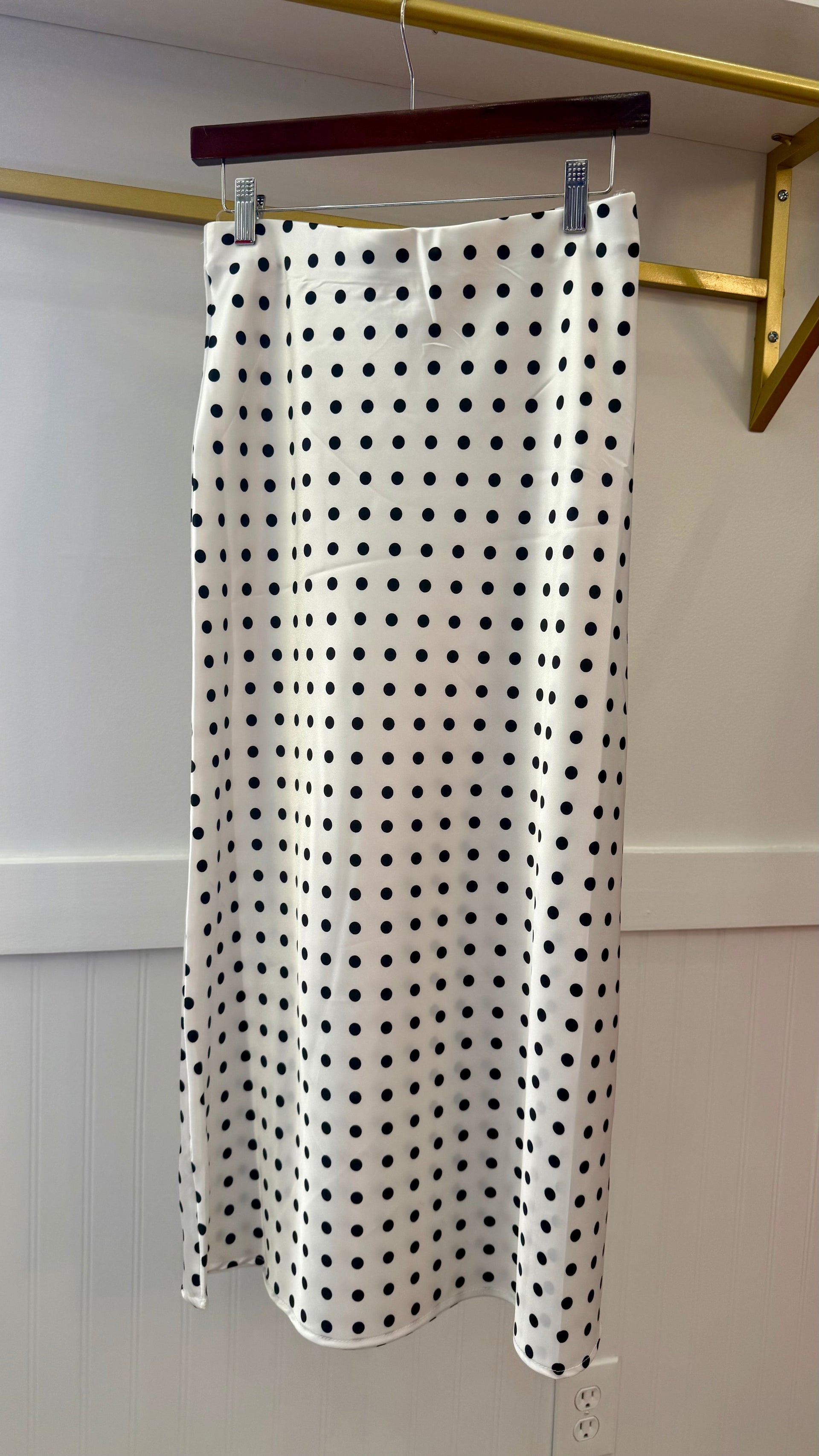 Satin Bias Cut Polka Dot Slip Skirt KLD