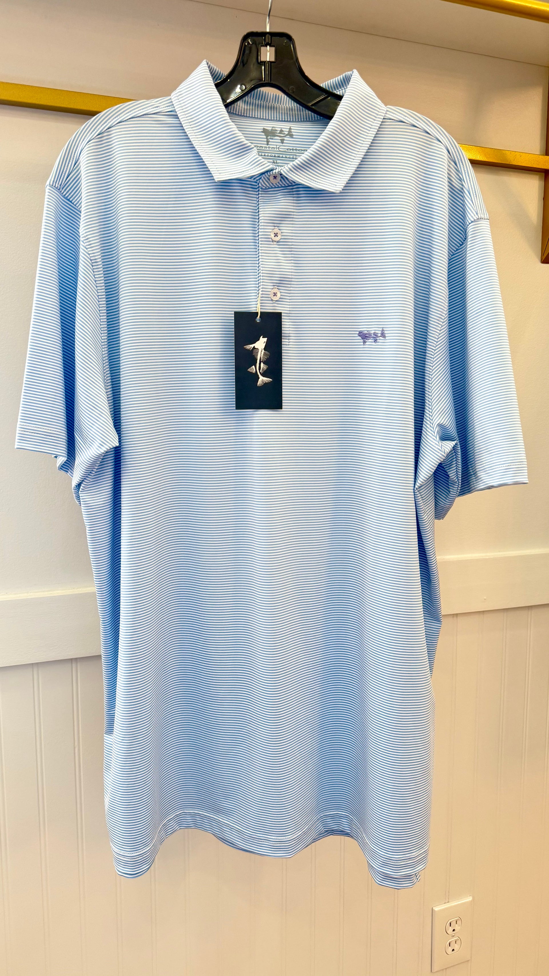 MENS PERFORMANCE STRIIPE POLO Coastal Cotton