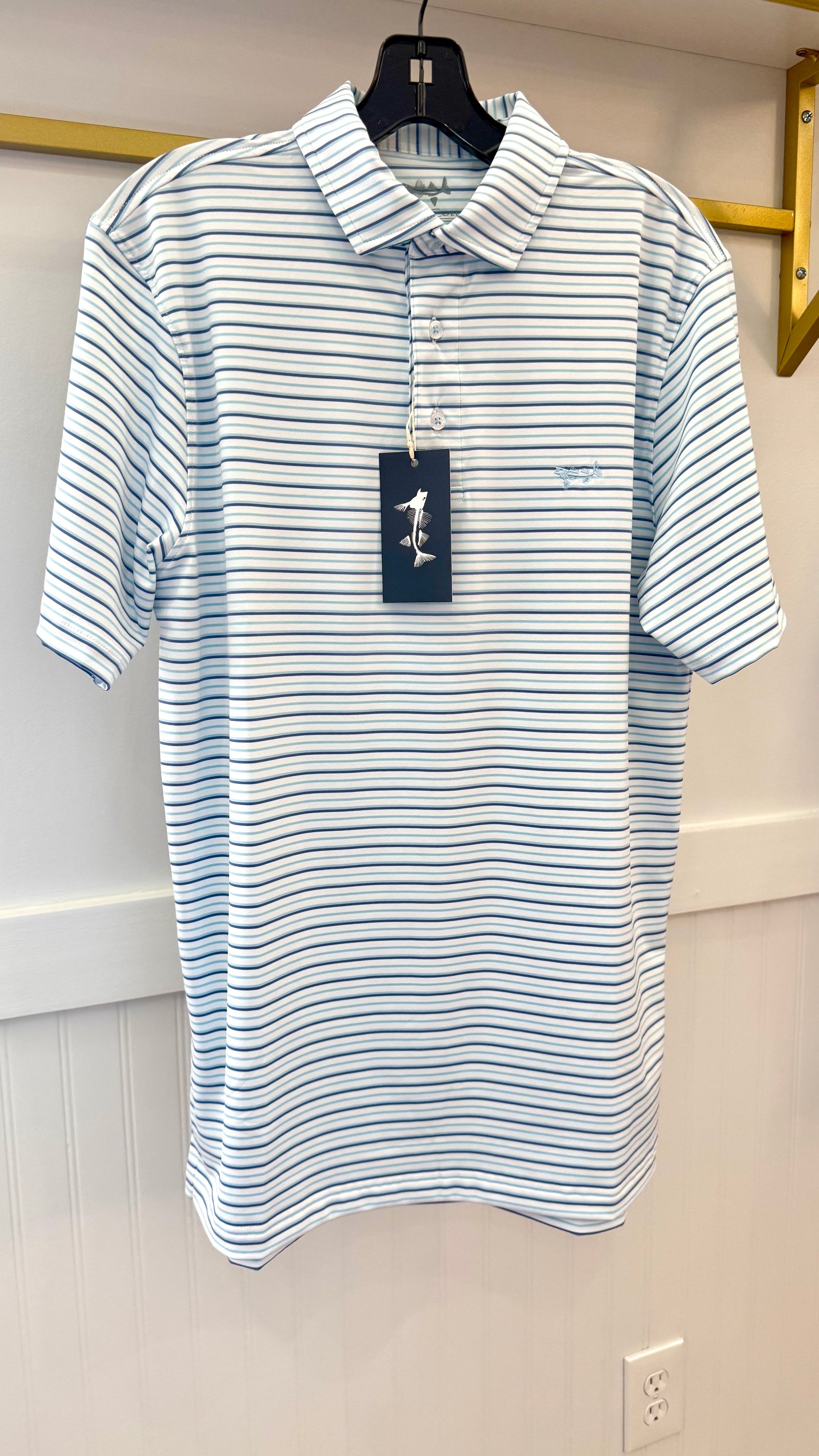 MENS PERFORMANCE STRIIPE POLO Coastal Cotton