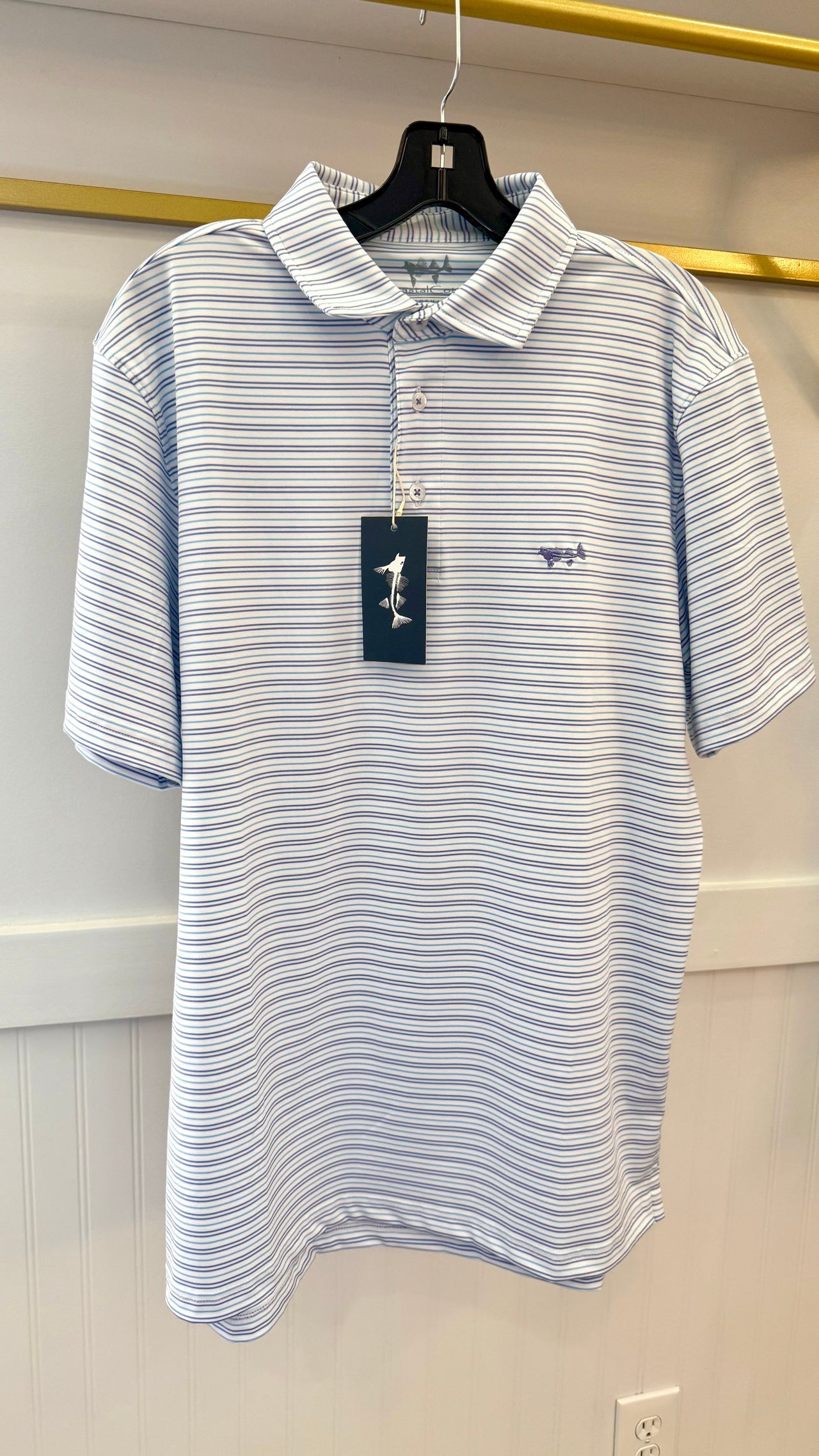 MENS PERFORMANCE STRIIPE POLO Coastal Cotton