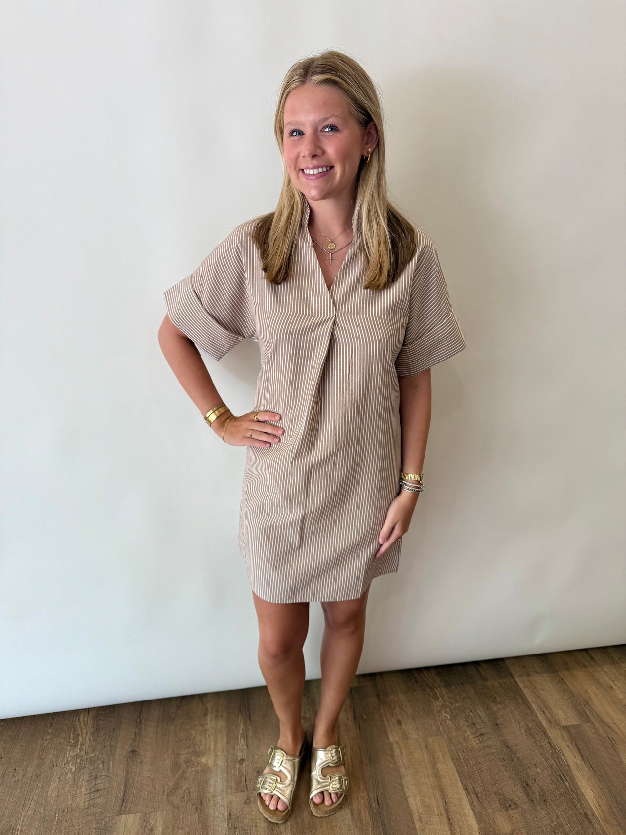 SHORT SLEEVE STRIPED DRESS THML