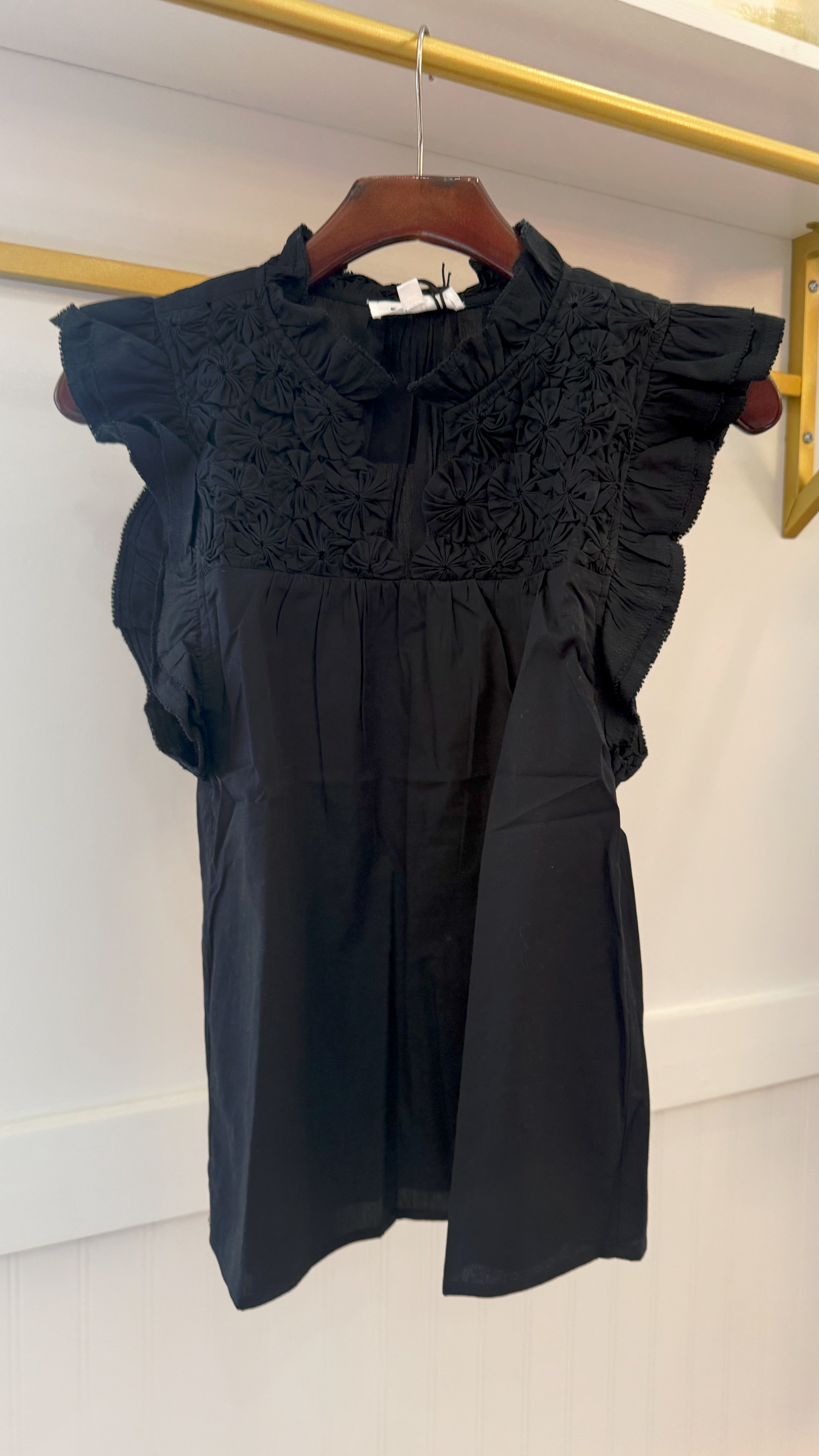 Flutter Sleeve Top w/ Embellished Yoke THML