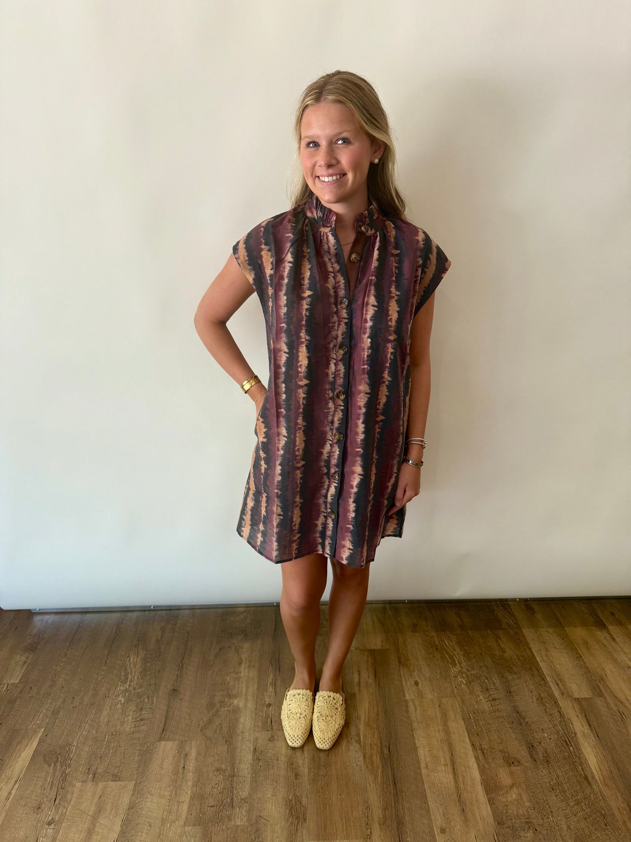 TIE DYE BUTTON UP DRESS THML