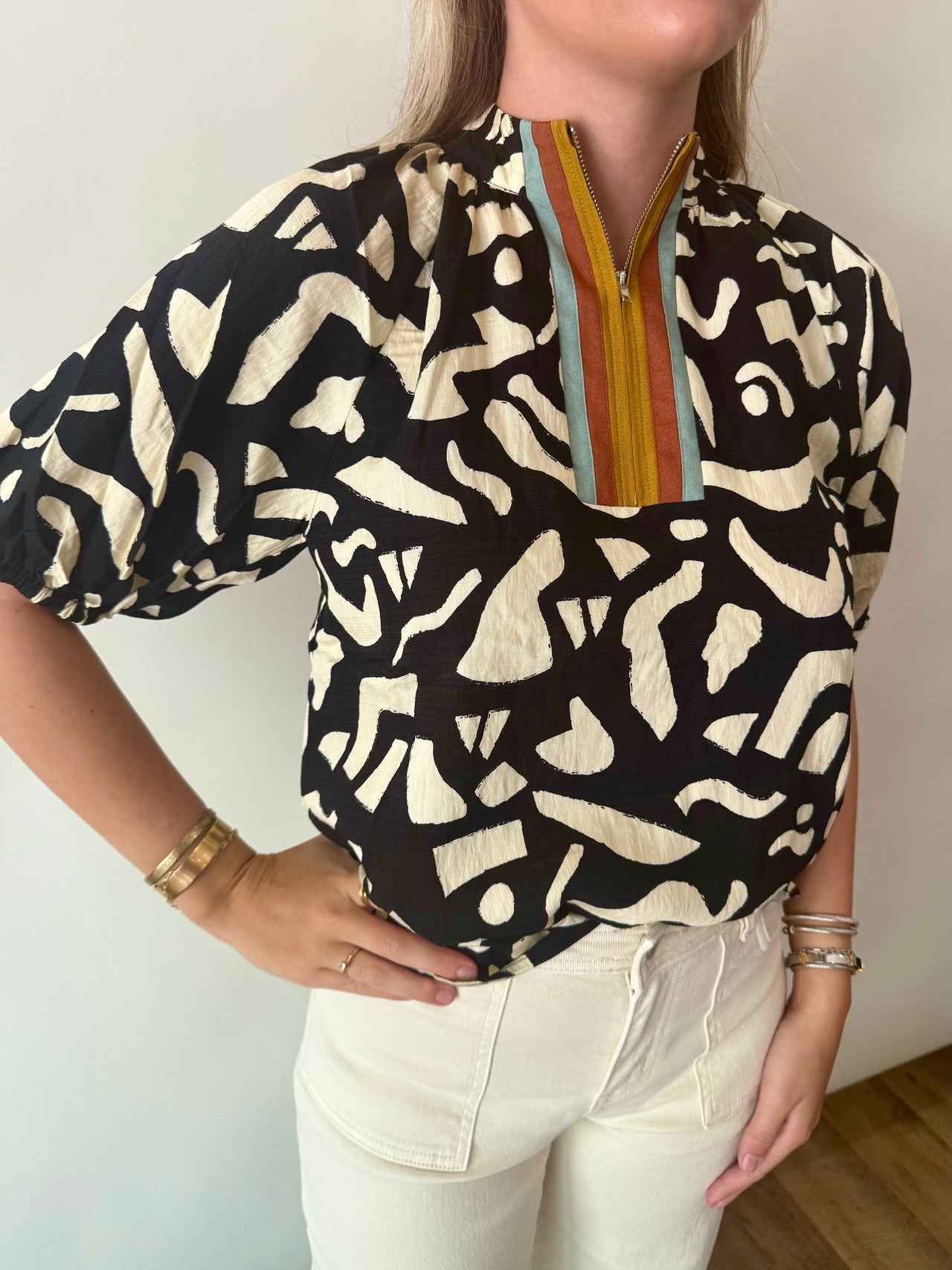 SHORT SLEEVE PRINT TOP THML